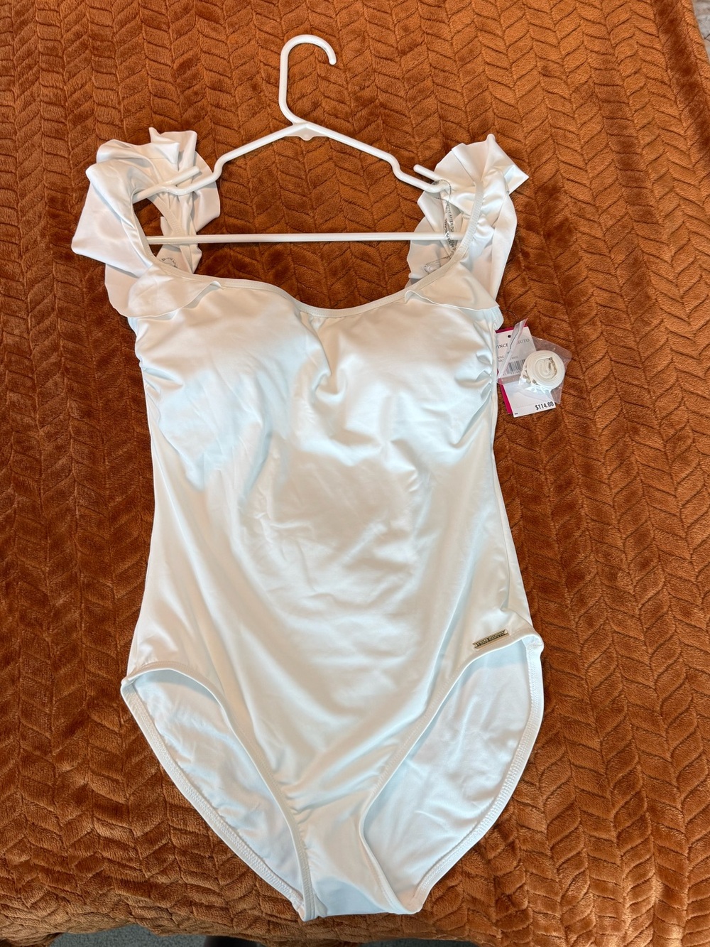 Vince Camuto White One-Piece Swimsuit | NWT | Bridal Honeymoon Bachelorette 12